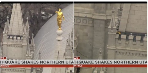 Utah earthquake damages Mormon temple and knocks trumpet from iconic angel statue